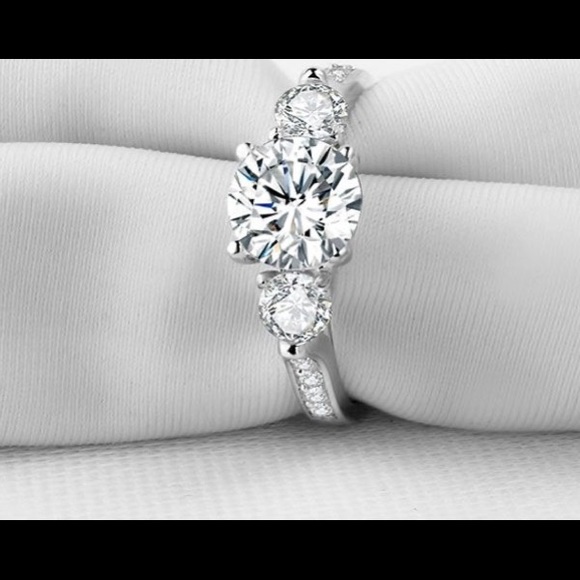 White Sapphire/Sterling Silver Round Cut Ring - Picture 6 of 14